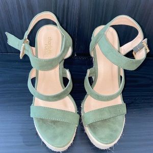 Charlotte Russe Olive Green Strappy Wedges